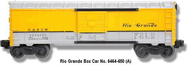 The Rio Grande Box Car No. 6464-650 Variation A