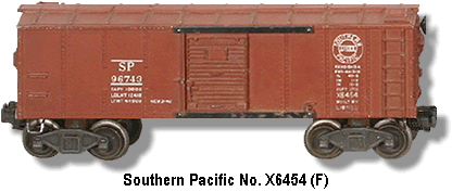 The Lionel Trains Southern Pacific Box Car No. X6454 Variation F
