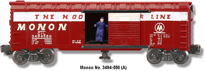 Monon Operating Box Car No. 3494-550 Variation A
