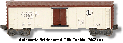 Lionel Trains Automatic Refrigerated Milk Car No. 3662