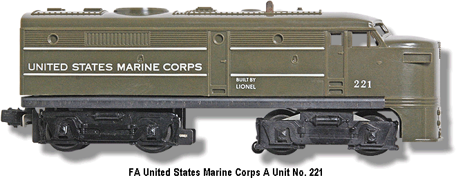 Lionel Trains United States Marine Corps FA A Unit No. 221