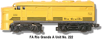 Lionel Trains Rio Grande FA A Unit No. 222