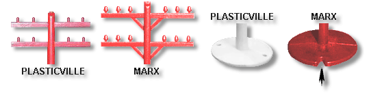 Plasticville - Marx Telephone Pole Comparison