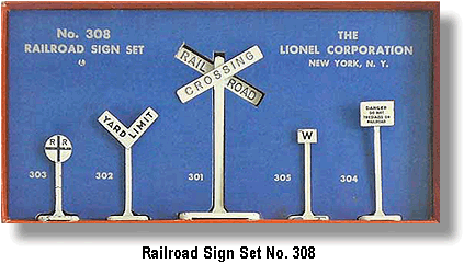 Lionel Trains Railroad Sign Set No. 308