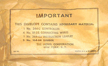 No. 364-92 Parts Envelope