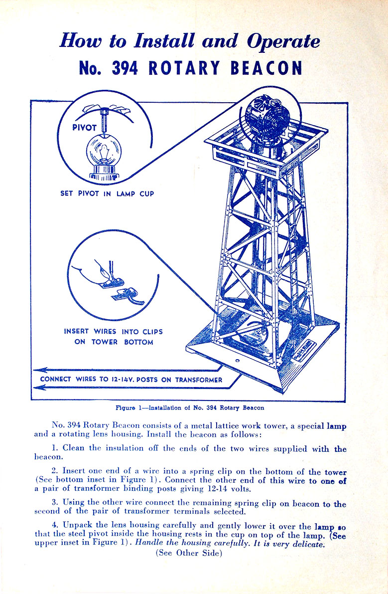 No. 394-30 Instruction Sheet Front Page
