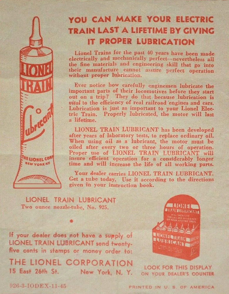 No. 926-3 Lubricant Leaflet