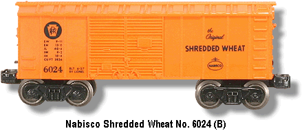 Lionel Trains Nabisco Shredded Wheat Box Car No. 6024 Variation B