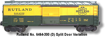 The Rutland Box Car No. 6464-300 Split Door Variation