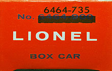 Overprinted No. 6464-900 Orange Picture Box End