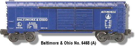 The Lionel Baltimore and Ohio Automobile Box Car No. 6468 Variation A