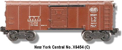 The Lionel Trains New York Central Box Car No. X6454 Variation C