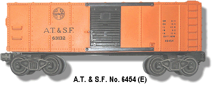 The Lionel Trains A.T. & S.F. Box Car No. X6454 Variation E