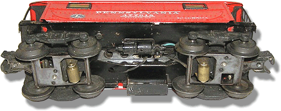 Bottom View of No. 4457 Note that the sliding shoes for the electronic couplers are missing on this example
