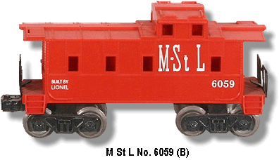 The Lionel Lines M & St. L Caboose No. 6059 B Variation