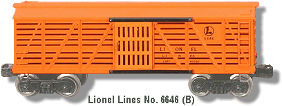 Lionel Trains Cattle Car No. 6646 Variation B