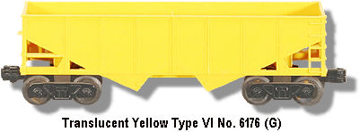 The Lionel Trains Translucent Yellow No. 6176 Type VI Variation G