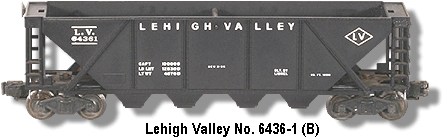 The Lionel Lehigh Valley Quad Hopper No. 6436-1 Variation B