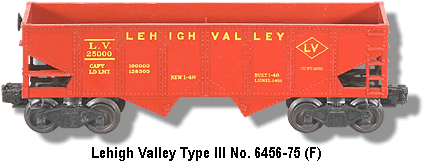 The Lionel Trains Lehigh Valley No. 6456 Type III Variation F