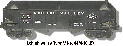 The Lionel Trains Lehigh Valley No. 6476-85 Type V Variation B