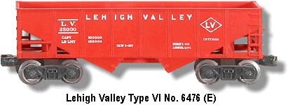 The Lionel Trains Lehigh Valley No. 6476 Type VI Variation E