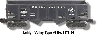 The Lionel Trains Lehigh Valley No. 6476-75 Type VI