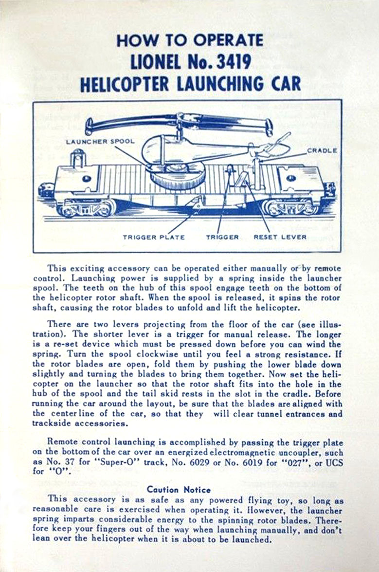 No. 3419-43 Instruction Sheet Front Page