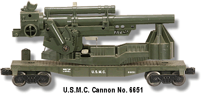 Lionel Trains U.S.M.C Cannon Car No. 6651