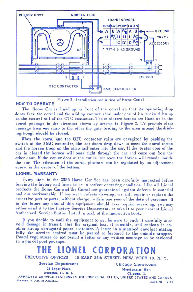 Back page of No. 3356-78 Instruction Sheet