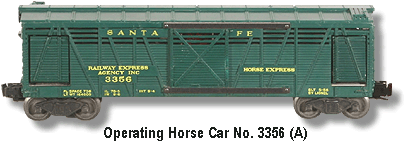 Lionel Trains Operating Horse Car No. 3356 Variation A