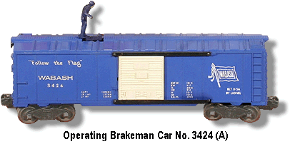Lionel Trains Operating Brakeman Car No. 3424 A Variation