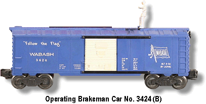 Lionel Trains Operating Brakeman Car No. 3424 B Variation