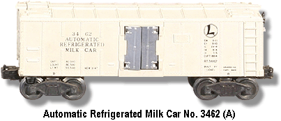 Lionel Trains Automatic Refrigerated Milk Car No. 3462 A Variation