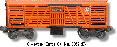 Operating Cattle Car No. 3656 Variation B with "ARMOUR" sticker on door