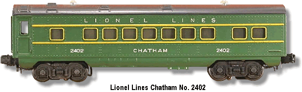Lionel Lines Chatham Pullman Car No. 2402