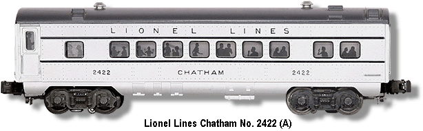 Lionel Lines Chatham Pullman Car No. 2422 Variation A