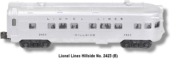 Lionel Lines Hillside Observation Car No. 2423 Variation B
