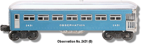 Lionel Observation Car No. 2431 Variation B