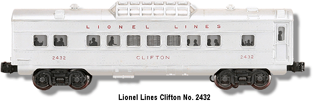 Lionel Lines Clifton Vista-Dome Car No. 2432