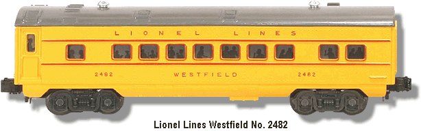 Lionel Lines Westfield Pullman Car No. 2482