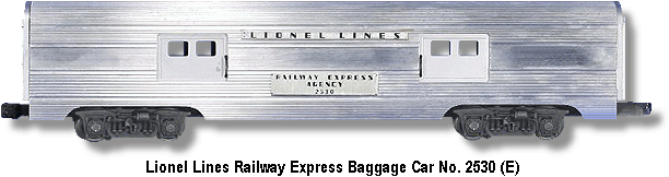 Lionel Lines Railway Express Baggage Car No. 2530 Variation E