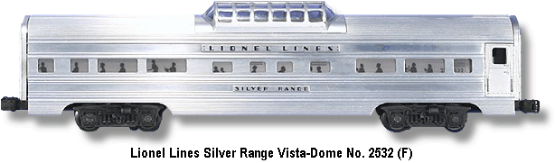 ionel Lines Silver Range Vista-Dome Car No. 2532 Variation F