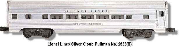 Lionel Lines Silver Cloud Pullman Car No. 2533 Variation B