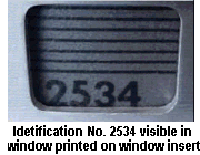 Identification Number located in window