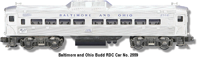 Lionel Trains Baltimore and Ohio Budd Unit No. 2559