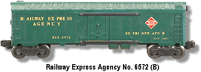 Lionel Trains REA Refrigerator Car No. 6572 Variation B