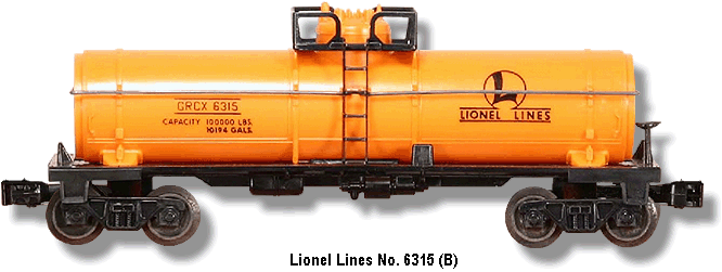 The Lionel Lines  Chemical Tank Car No. 6315 B Variation