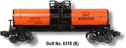 The Gulf No. 6315 Orange/Black Chemical Tank Car