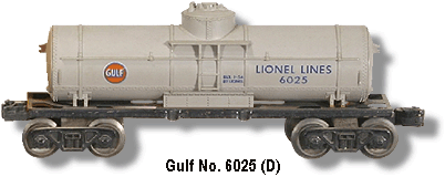 The Gulf Single Dome Tank Car No. 6025 Variation D