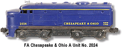 Lionel Trains Chesapeake & Ohio FA Diesel A Unit No. 2024